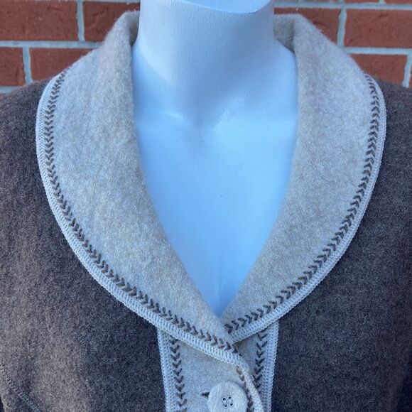 Vintage Variations Earth Tone Brown Beige 100% Wool Button Up Jacket Shacket Med - Picture 5 of 11
